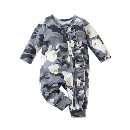 Gureui Toddler Infant Baby Boys Girls Spring Romper Flower Print Long Sleeve Crew Neck Slanted Zip Closure Ruffle Jumpsuit
Gureui Toddler Infant Baby Boys Girls Spring Romper Flower Print Long Sleeve Crew Neck Slanted Zip Closure Ruffle Jumpsuit