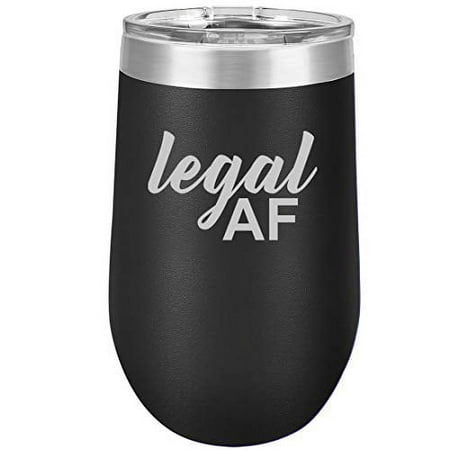 16 oz Double Wall Vacuum Insulated Stainless Steel Stemless Wine Tumbler Glass Coffee Travel Mug With Lid Legal AF 21st Birthday (Black)
16 oz Double Wall Vacuum Insulated Stainless Steel Stemless Wine Tumbler Glass Coffee Travel Mug With Lid Legal AF 21st Birthday (Black)