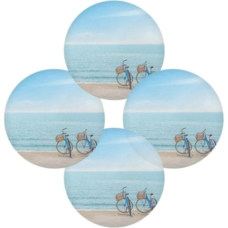 Dreamtimes Bicycle Beach Round Placemats for Dining Table Non-Slip Heat-Resistant Polyester Table Mats 4 Pack Washable Table Mats
Dreamtimes Bicycle Beach Round Placemats for Dining Table Non-Slip Heat-Resistant Polyester Table Mats 4 Pack Washable Table Mats