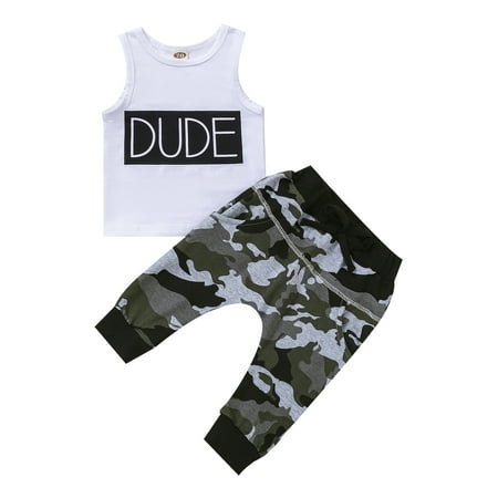 wybzd Toddler Baby Boy Clothes Sleeveless Dude Letter Print Vest Tank Top+Camouflage Pants Summer Outfits
wybzd Toddler Baby Boy Clothes Sleeveless Dude Letter Print Vest Tank Top+Camouflage Pants Summer Outfits