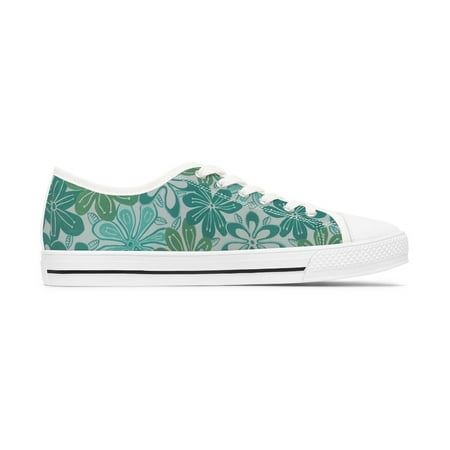 Caribbean Art Deco Flower Skater Women s Low Top Sneakers