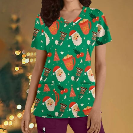 CHGBMOK Coveralls for Women Scrub Tops Print Short Sleeve T Shirts V-neck Work Shirts Solid Color
CHGBMOK Coveralls for Women Scrub Tops Print Short Sleeve T Shirts V-neck Work Shirts Solid Color