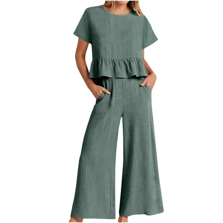 DDAPJ pyju Women s 2 Piece Trendy Outfits 2023 Cotton Linen Ruffle Crop Tank Top Lounge Matching Sets & Long Pants Tracksuits with Pockets
DDAPJ pyju Women s 2 Piece Trendy Outfits 2023 Cotton Linen Ruffle Crop Tank Top Lounge Matching Sets & Long Pants Tracksuits with Pockets