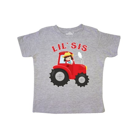 Inktastic Farmer Tractor Little Sis Gift Toddler Toddler Girl T-Shirt