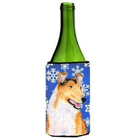 Collie Smooth Winter Snowflakes Holiday Wine Bottle Hugger