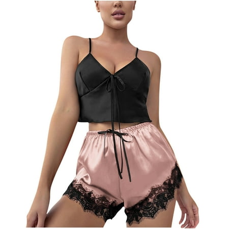 Womens Silk Satin Summer Pajamas Sets Sexy 2 Piece Lace Spaghetti Strap Cami Tops and Shorts Lingerie Set Sleepwear
Womens Silk Satin Summer Pajamas Sets Sexy 2 Piece Lace Spaghetti Strap Cami Tops and Shorts Lingerie Set Sleepwear