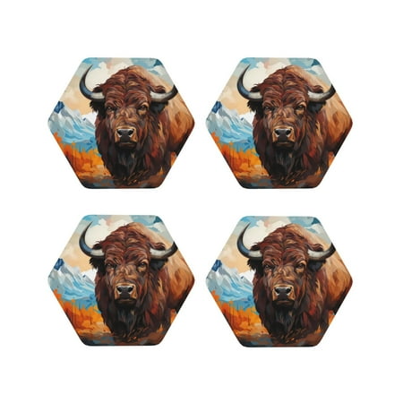Drink Coasters Set of 4 Oil Painting Style Iceberg Yak Leather Coasters for Coffee Table Protector Heat Resistant Cute Coasters for Home Decor Housewarming Gifts Bar Kitchen 4 Inch Hexagon
Drink Coasters Set of 4 Oil Painting Style Iceberg Yak Leather Coasters for Coffee Table Protector Heat Resistant Cute Coasters for Home Decor Housewarming Gifts Bar Kitchen 4 Inch Hexagon