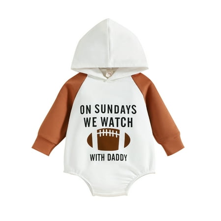 Genuiskids Newborn Baby Football Fall Hooded Romper Infant Girl Boy Long Sleeve Football Letter Print Raglan Sweatshirt Bodysuit 0-18M
Genuiskids Newborn Baby Football Fall Hooded Romper Infant Girl Boy Long Sleeve Football Letter Print Raglan Sweatshirt Bodysuit 0-18M