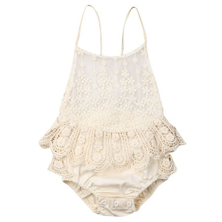 Sunisery Newborn Infant Baby Girls Solid Color Floral Lace Sling Hollow Back Romper Beige 3-6 Months
Sunisery Newborn Infant Baby Girls Solid Color Floral Lace Sling Hollow Back Romper Beige 3-6 Months