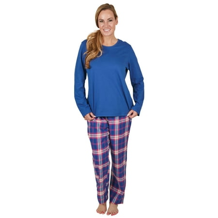 Metropolitan Women s Blue/Pink Flannel Pajama Set - Large