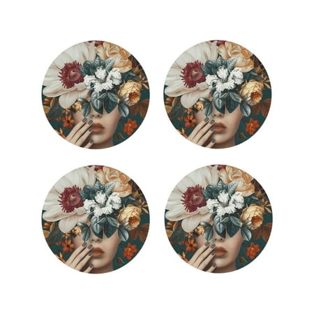 Fuzoiu Floral Head Dreamscape Print Leather Coasters Set Drink Coasters Set of 4 for Tabletop Protection Durable PVC Coasters Home Décor and Housewarming Gift-Round Shape
Fuzoiu Floral Head Dreamscape Print Leather Coasters Set Drink Coasters Set of 4 for Tabletop Protection Durable PVC Coasters Home Décor and Housewarming Gift-Round Shape