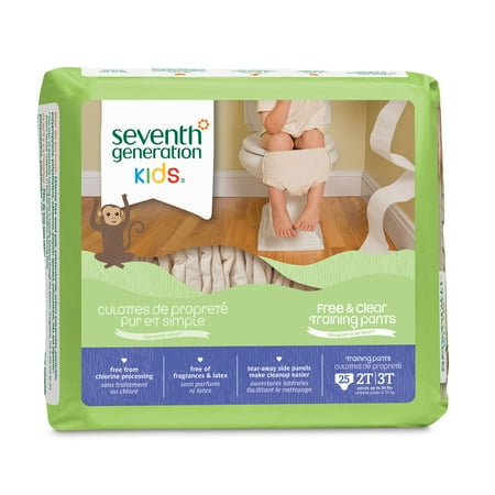 Seventh Generation Training Pants, Free & Clear, Size 2T/3T (Medium), up to 34lbs. 25ct Package