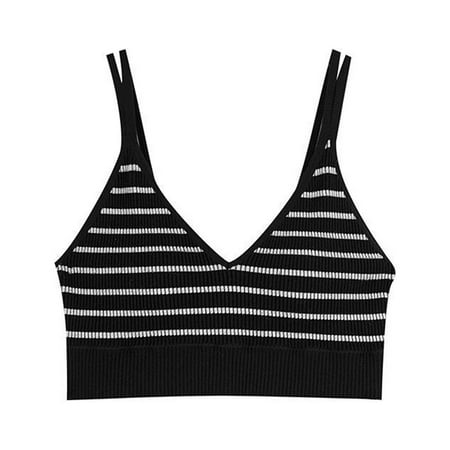Bras For Women Fashion Solid Color Stripe V Neck Double Shoulder Belt Underwear Thin Vest Sports Underwear Nylon Spandex Bra
Bras For Women Fashion Solid Color Stripe V Neck Double Shoulder Belt Underwear Thin Vest Sports Underwear Nylon Spandex Bra