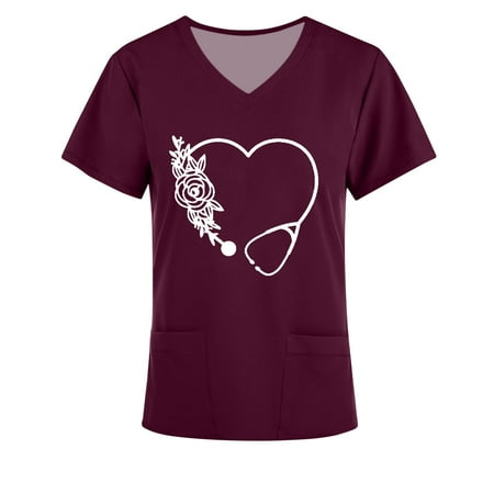 Scrub Tops for Women Short Sleeve Clothes Classic Solid Color Print Nurses Scrubs V Neck Medical Scrub Shirts with Pockets
Scrub Tops for Women Short Sleeve Clothes Classic Solid Color Print Nurses Scrubs V Neck Medical Scrub Shirts with Pockets