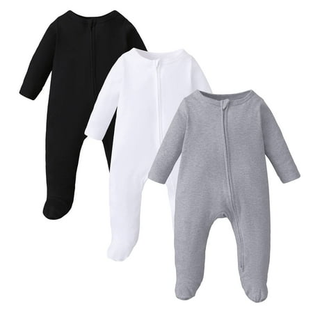 OPAWO Newborn Baby Footed Romper with Mitten Cuffs Blank Cotton Onesie Double Zipper Jumpsuit for Boys Girls 0-6 Months(Zipper/Black/White/Gray 3-6Months)
OPAWO Newborn Baby Footed Romper with Mitten Cuffs Blank Cotton Onesie Double Zipper Jumpsuit for Boys Girls 0-6 Months(Zipper/Black/White/Gray 3-6Months)