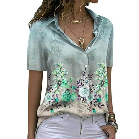Summer Shirts for Women Casual Short Sleeve Button Down T Shirt Vintage Floral Shirt Office Work Tops Blouses
Summer Shirts for Women Casual Short Sleeve Button Down T Shirt Vintage Floral Shirt Office Work Tops Blouses