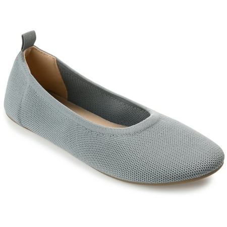 Journee Collection Womens Jersie Knit Foldable Round Toe Slip On Flats