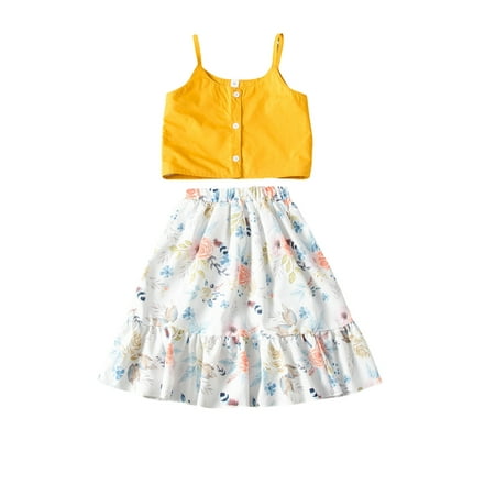 Canrulo Summer Infant Girls Clothes 2pcs Strapless Single Breasted Vest Tops Floral Print Ruffles A-Line Skirts Sets Yellow 4-5 Years
Canrulo Summer Infant Girls Clothes 2pcs Strapless Single Breasted Vest Tops Floral Print Ruffles A-Line Skirts Sets Yellow 4-5 Years