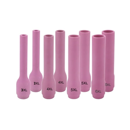 X-Long Alumina Nozzle Cups for TIG Welding Torches Series 9/20/25 with Standard Set-Up and 17/18/26 with Stubby Set-Up - Assorted Sizes: #3XL to #6XL - (8 PIECES)
X-Long Alumina Nozzle Cups for TIG Welding Torches Series 9/20/25 with Standard Set-Up and 17/18/26 with Stubby Set-Up - Assorted Sizes: #3XL to #6XL - (8 PIECES)