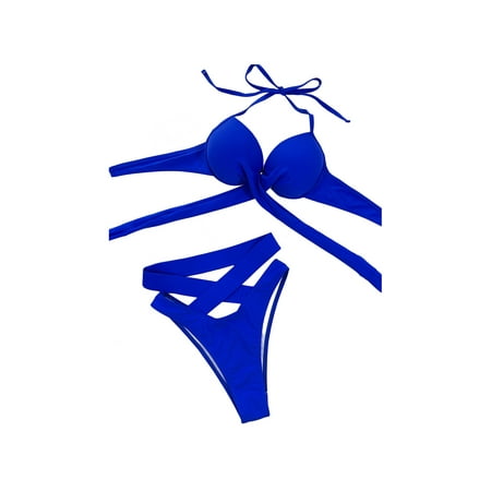 Amuver Women 2PCS Bikini Suit Plain Halter Tie-Up Push-Up Bra High Waist Hollow Triangle Panty Ladies Summer Beach Swimwear
Amuver Women 2PCS Bikini Suit Plain Halter Tie-Up Push-Up Bra High Waist Hollow Triangle Panty Ladies Summer Beach Swimwear