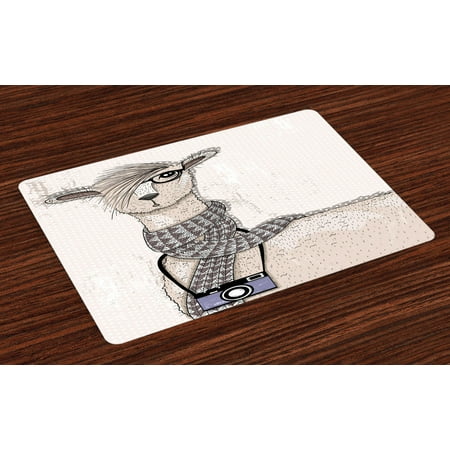 Animal Placemats Set of 4 Llama with Camera Scarf and Glasses Hipster Animal on a Dotted Beige Background Washable Fabric Place Mats for Dining Room Kitchen Table Decor Multicolor by Ambesonne
Animal Placemats Set of 4 Llama with Camera Scarf and Glasses Hipster Animal on a Dotted Beige Background Washable Fabric Place Mats for Dining Room Kitchen Table Decor Multicolor by Ambesonne