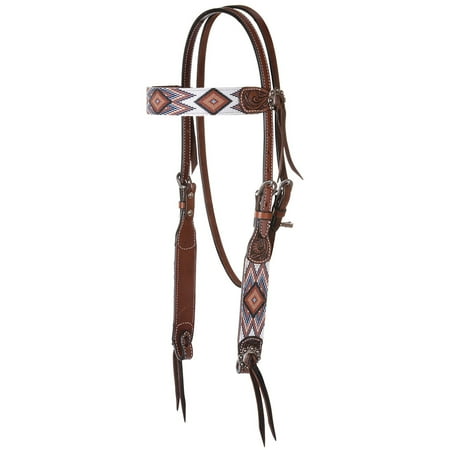 Circle Y x0221-2004 head stall w/brwn/wht beading