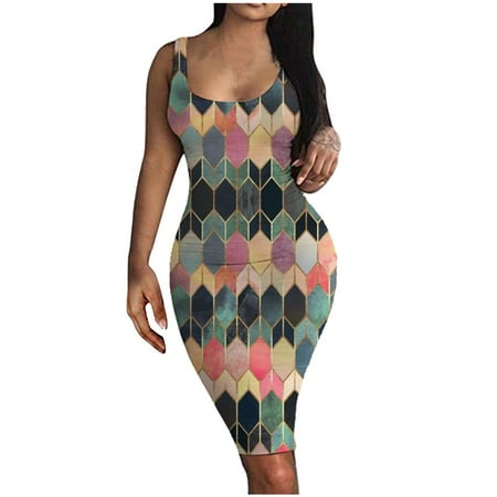 YanHoo Women s Bodycon Dresses Sexy Sleeveless Strappy Round Neck Wrap Dress Summer Beach Print Knee Length Dress
YanHoo Women s Bodycon Dresses Sexy Sleeveless Strappy Round Neck Wrap Dress Summer Beach Print Knee Length Dress