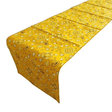 Cotton Print Table Runner Paisley Bandanna Yellow
