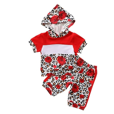 YWDJ 0-18 Months Girls Outfit Set Toddler Kids Leopard Print Flower Hooded Top Five Pants Clothes Suit Red 110
YWDJ 0-18 Months Girls Outfit Set Toddler Kids Leopard Print Flower Hooded Top Five Pants Clothes Suit Red 110