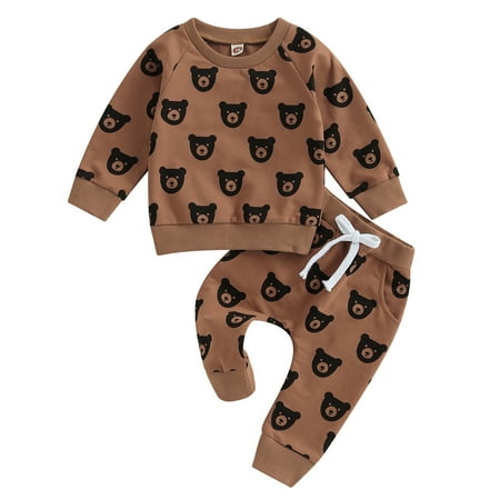 Kids Baby Boys Fall Outfits Set Bear Print Long Sleeve Sweatshirt with Sweatpants Suit Infant Clothes
Kids Baby Boys Fall Outfits Set Bear Print Long Sleeve Sweatshirt with Sweatpants Suit Infant Clothes