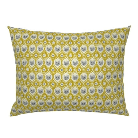 Mod Cat Retro Vintage Damask Abstract Modern Nursery Pillow Sham by Roostery