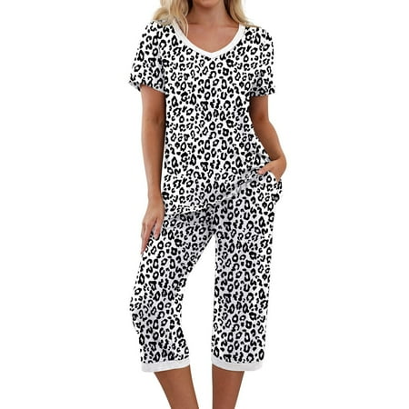 qucoqpe Comfy Lounge Sets for Women Short Sleeve V-Neck Tops and Floral Print Wide Leg Pants Loose Capri Pajama Set
qucoqpe Comfy Lounge Sets for Women Short Sleeve V-Neck Tops and Floral Print Wide Leg Pants Loose Capri Pajama Set