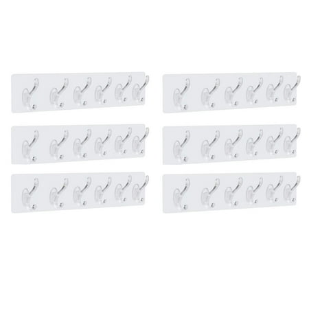 6 Pcs Wall Mounted Clothes Hook Home Hanging Hook Kitchenware Plastic Row Hooks
