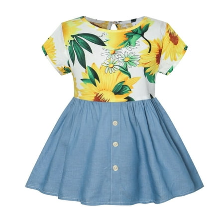 Girls Fashion Dresses Kids Girls Toddler Beach Short Sleeves Floral Sunflower Prints Princess Girls Dress Cloths
Girls Fashion Dresses Kids Girls Toddler Beach Short Sleeves Floral Sunflower Prints Princess Girls Dress Cloths