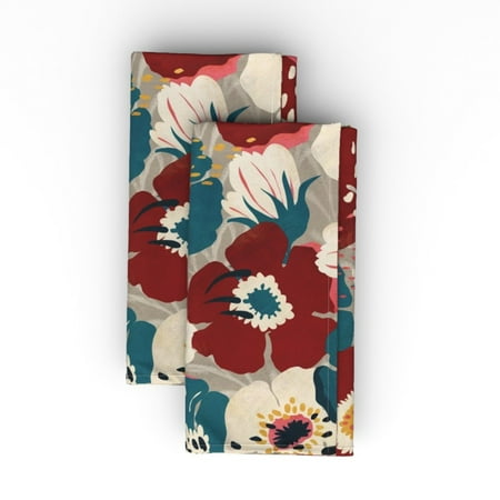 Cotton Sateen Dinner Napkins (Set of 2) - Flowers Abstract Floral Retro Style Teal Burgundy Large Print Cloth Dinner Napkins by Spoonflower
Cotton Sateen Dinner Napkins (Set of 2) - Flowers Abstract Floral Retro Style Teal Burgundy Large Print Cloth Dinner Napkins by Spoonflower
