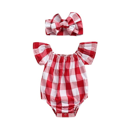 Gwiyeopda Toddler Infant Baby Girls Plaid Bodysuit Jumpsuit Sunsuit Headband 2pcs Clothes Set
Gwiyeopda Toddler Infant Baby Girls Plaid Bodysuit Jumpsuit Sunsuit Headband 2pcs Clothes Set