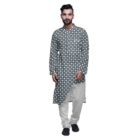 Atasi Printed Long Asymmetric Kurta Pajama Set For Men Party Wear Clothing