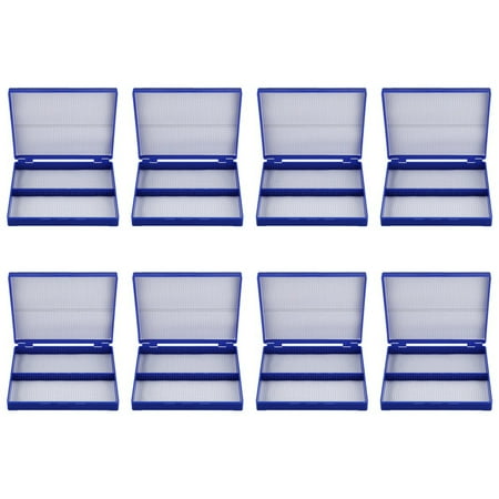 8X Royal Blue Plastic Rectangle Hold 100 Microslide Slide Microscope Box