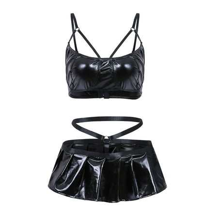 Women s Lingerie Set Pu Leather Bright Face Criss Bralettes And Mini Skirt Womens Underwear
Women s Lingerie Set Pu Leather Bright Face Criss Bralettes And Mini Skirt Womens Underwear