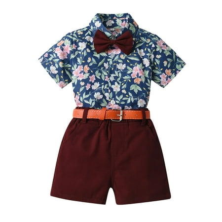 HIBRO Toddler Boys Short Sleeve Shirt Tops Shorts With Tie Belt Child Kids Gentleman Outfits Boys Shirt Floral Sleeve Shirt
HIBRO Toddler Boys Short Sleeve Shirt Tops Shorts With Tie Belt Child Kids Gentleman Outfits Boys Shirt Floral Sleeve Shirt