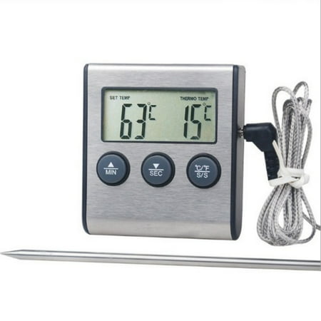 Digital Wired Probe Programmable Cooking Food Meat Thermometer with Timer
