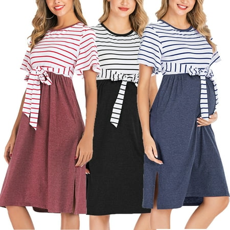 Tejiojio Maternity/Labor/Nursing Clothing Clearance Pregnant Women Clothes Round Neck Short-sleeved Striped Maternity Casual Dress
Tejiojio Maternity/Labor/Nursing Clothing Clearance Pregnant Women Clothes Round Neck Short-sleeved Striped Maternity Casual Dress