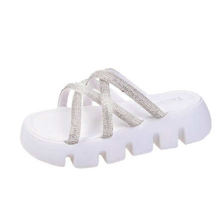Women s Summer Thick Bottom Slippers Round Head Bright Drill Cross Slippers Outerwear Open-toe Sandals
Women s Summer Thick Bottom Slippers Round Head Bright Drill Cross Slippers Outerwear Open-toe Sandals