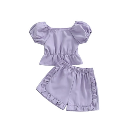 SAYOO Toddler Girls Two-Piece Outfits Solid Color Short Sleeve Off Shoulder T-Shirt + Elastic Waist Ruffles Short Pants
SAYOO Toddler Girls Two-Piece Outfits Solid Color Short Sleeve Off Shoulder T-Shirt + Elastic Waist Ruffles Short Pants