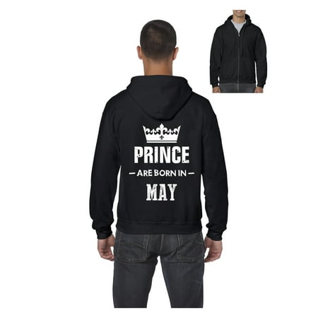 Birthday Gift Prince are Born in May Men's Full-Zip Hooded Sweatshirt