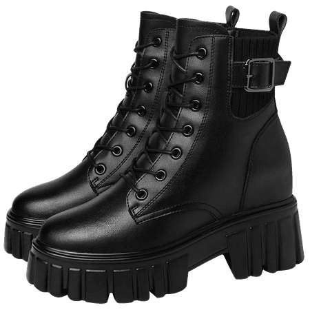 Thick-soled Wedge Heel Lace Up Boots Faux Leather Side Zipper Combat Boots Women‘s Footwear
Thick-soled Wedge Heel Lace Up Boots Faux Leather Side Zipper Combat Boots Women‘s Footwear