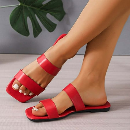 Aoujea Comfortable Sandals for Women Casual Beach s Fashion Flat Slippers Square-head Solid Color Casual Beach Slippers Red 7
Aoujea Comfortable Sandals for Women Casual Beach s Fashion Flat Slippers Square-head Solid Color Casual Beach Slippers Red 7