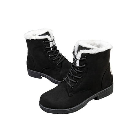 Lacyhop Women Winter Warm Lace Up Ankle Boots Shoes Size 4-12