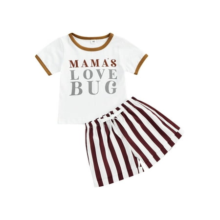 Arvbitana Toddler Baby Boys Girls Set 6M 12M 18M 24M 3T 4T Short Sleeve Letter Print T-Shirts Tops + Stripe Shorts Outfits 2Pcs
Arvbitana Toddler Baby Boys Girls Set 6M 12M 18M 24M 3T 4T Short Sleeve Letter Print T-Shirts Tops + Stripe Shorts Outfits 2Pcs