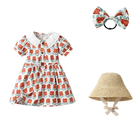 6-12 Months Baby Girl Dress 3pcs Outfits Set With Sun Hat & Headband Toddler Baby Girl Summer Flower Print Suspender Dress With Hat Hairpin Orange
6-12 Months Baby Girl Dress 3pcs Outfits Set With Sun Hat & Headband Toddler Baby Girl Summer Flower Print Suspender Dress With Hat Hairpin Orange